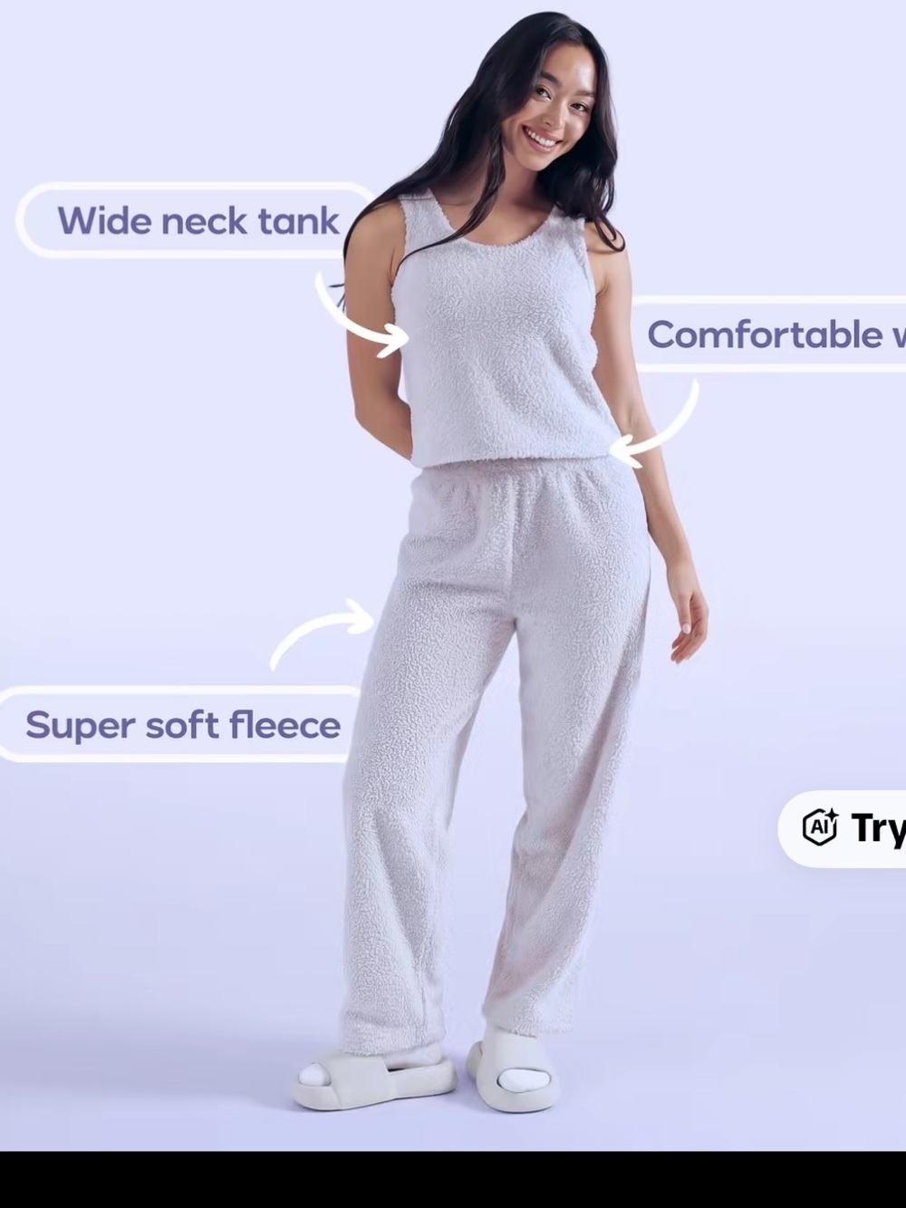 Cozy Lavender Fleece Tank & Pant Sleep Set